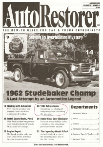 AUTO RESTORER 2000 JAN - STUDBAKER CHAMP, BUICH STRAIGHT 8, MODEL A